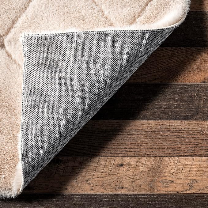 nuLOOM 5' x 8' Cozy Plush Area Rug, Machine Washable, Non-Slip, Soft Fluffy Shag Carpet for Living Room Bedroom Kids Room Nursery Home Decor, Amy Beige