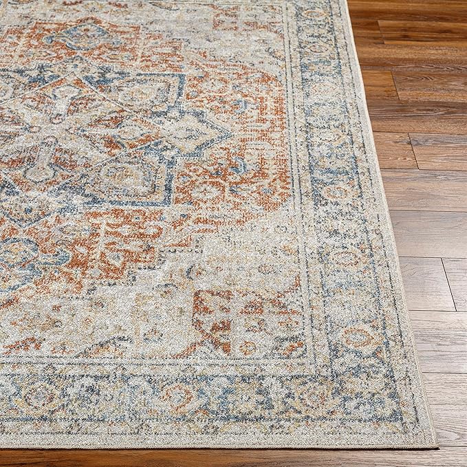 Mark&Day Washable Rugs, 2x4 Hollenberg Traditional Burnt Orange Area Rug, Orange Blue Beige Carpet for Living Room, Bedroom or Kitchen (2'3" x 3'9", Machine Washable)