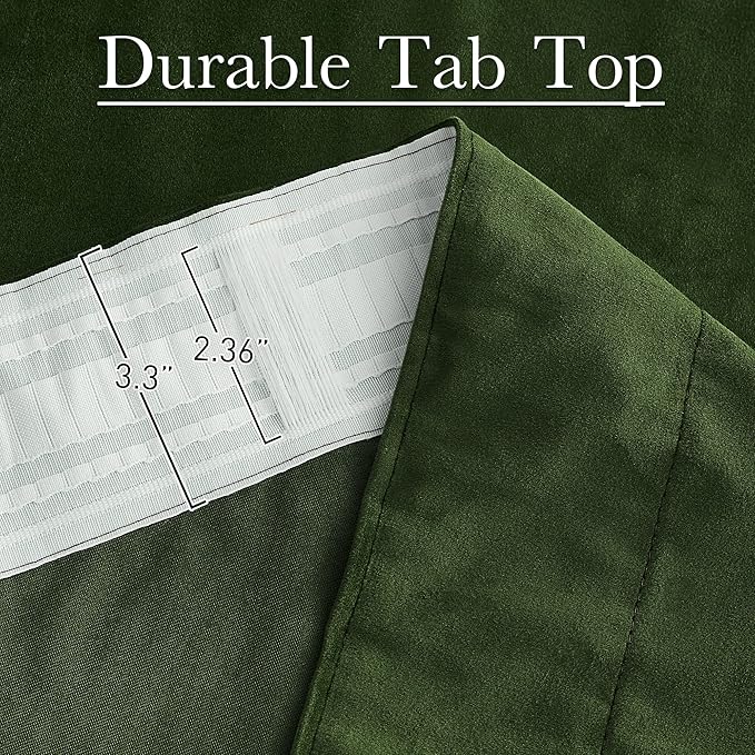 StangH Moss Velvet Curtains 96 inches for Living Room, Luxury Holiday Decor Green Light Blocking Noise Reducing Drapes for Nursery Bedroom, W52 x L96, 2 Panels