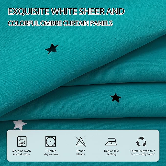 XiDi Blackout Curtains for Bedroom Windows - 72 in Long x 52 in Wide - 2 Panel Teal Unicorn Pattern for Girls & Kids Room