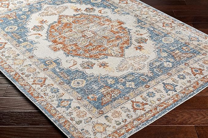 Mark&Day Washable Rugs, 2x4 Edgerton Traditional Burnt Orange Area Rug, Orange Blue Beige Carpet for Living Room, Bedroom or Kitchen (2'3" x 3'9", Machine Washable)