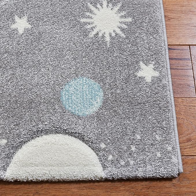 SAFAVIEH Carousel Kids Collection Area Rug - 3' Square, Grey & Lavender, Non-Shedding & Easy Care, Ideal for High Traffic Areas for Boys & Girls in Playroom, Nursery, Bedroom (CRK103F)