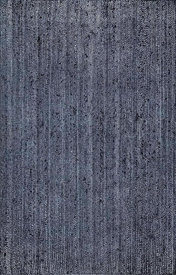 nuLOOM 5x8 Rigo Jute Hand Woven Area Rug, Navy, Solid Farmhouse Design, Natural Fiber, For Bedroom, Living Room, Dining Room, Hallway, Office, Kitchen, Entryway