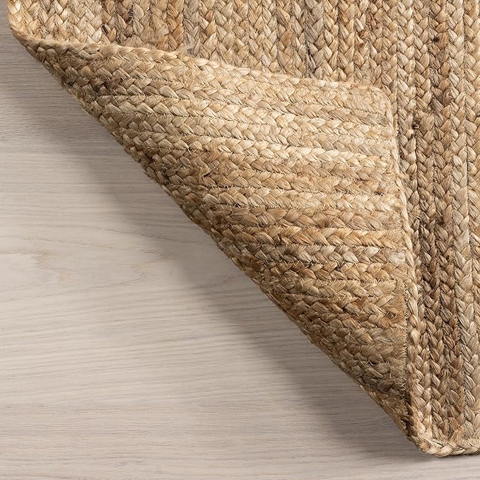 nuLOOM 4 Round Rigo Jute Hand Woven Area Rug, Natural, Solid Farmhouse Design, Natural Fiber, For Bedroom, Living Room, Dining Room, Hallway, Office, Kitchen, Entryway