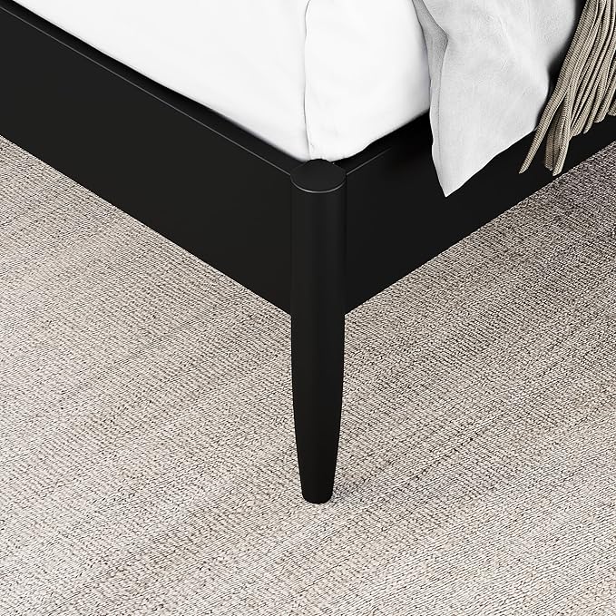 Lenia King Bed Frame with 2 Matching Nightstands – Modern Wood Platform Bed Set, Chevron Diamond Design, No Box Spring Needed, Slatted Support, Mocha Finish (Mocha Black, King)
