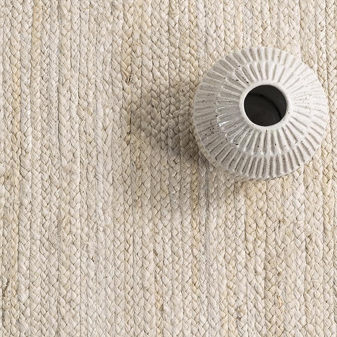 nuLOOM 2x12 Rigo Jute Hand Woven Area Rug, Off White, Solid Farmhouse Design, Natural Fiber, For Bedroom, Living Room, Dining Room, Hallway, Office, Kitchen, Entryway