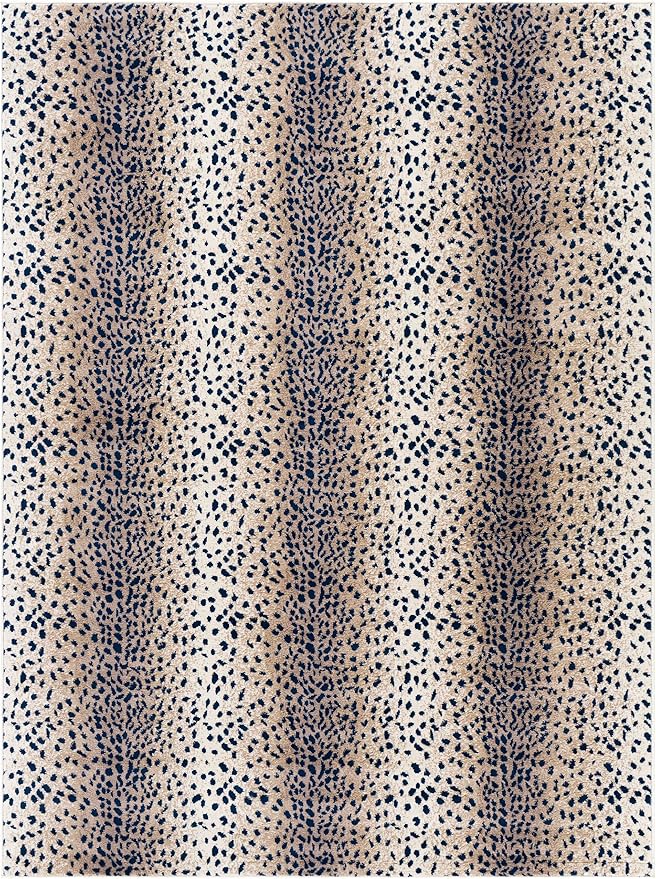 Livabliss Area Rugs - 9x12 Pablo Modern Antelope Print Blue Brown Ivory Area Rug for Living Room Bedroom - Animal Theme Non-Shedding Stain Resistant Large Carpet for Kitchen, Office (9' x 12'3")