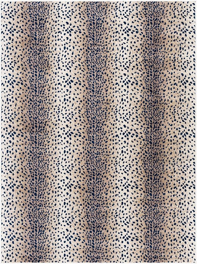 Livabliss Area Rugs - 8x10 Pablo Modern Antelope Print Blue Brown Ivory Area Rug for Living Room Bedroom - Animal Theme Non-Shedding Stain Resistant Large Carpet for Kitchen, Office (7'10" x 10')