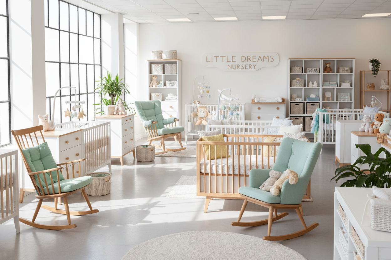 nursery furniture shop displaying their products